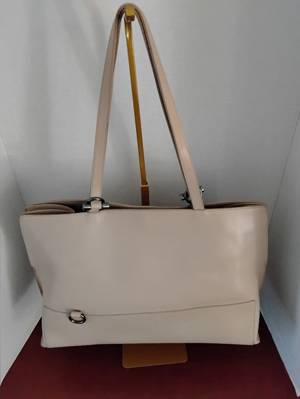 Furla Cream Leather Soft Pink Tote Bag - Picture 2 of 10